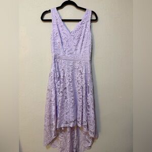 Elegant Lavender Lace High-Low Dress